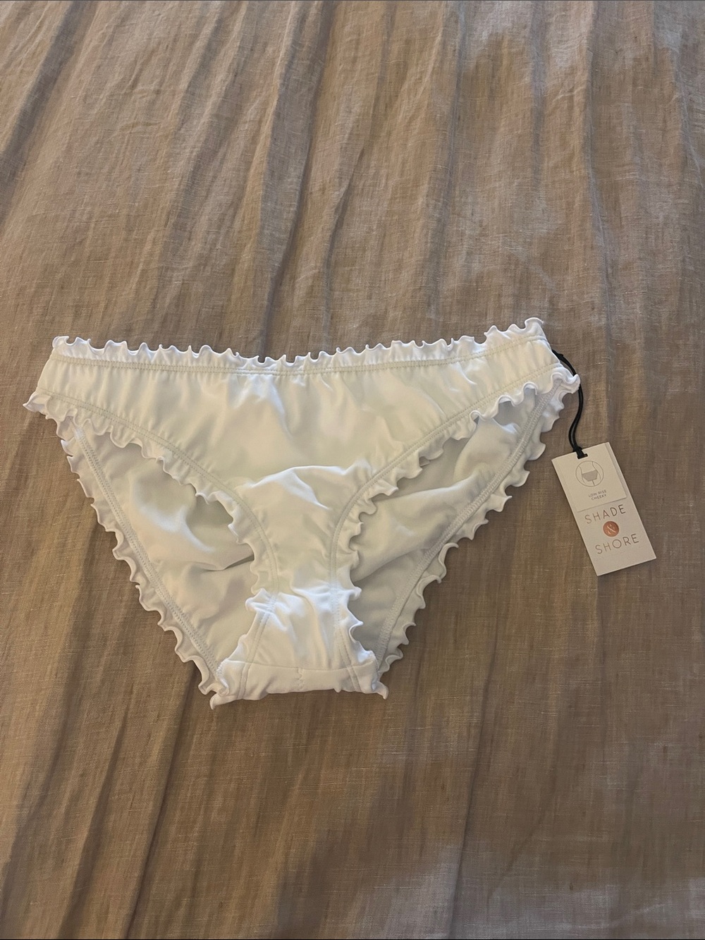 Shade & Shore White Ruffle Bikini Brief